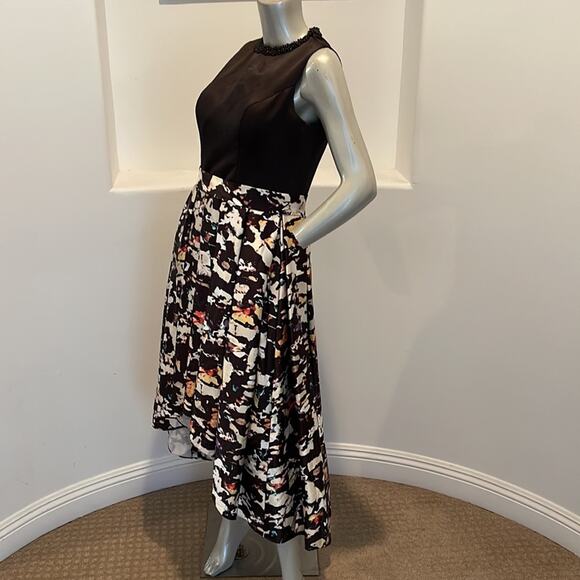 Principessa Bridal Black Printed Hi/Lo Fit & Flare Pleated Dress size 8 - Picture 2 of 15